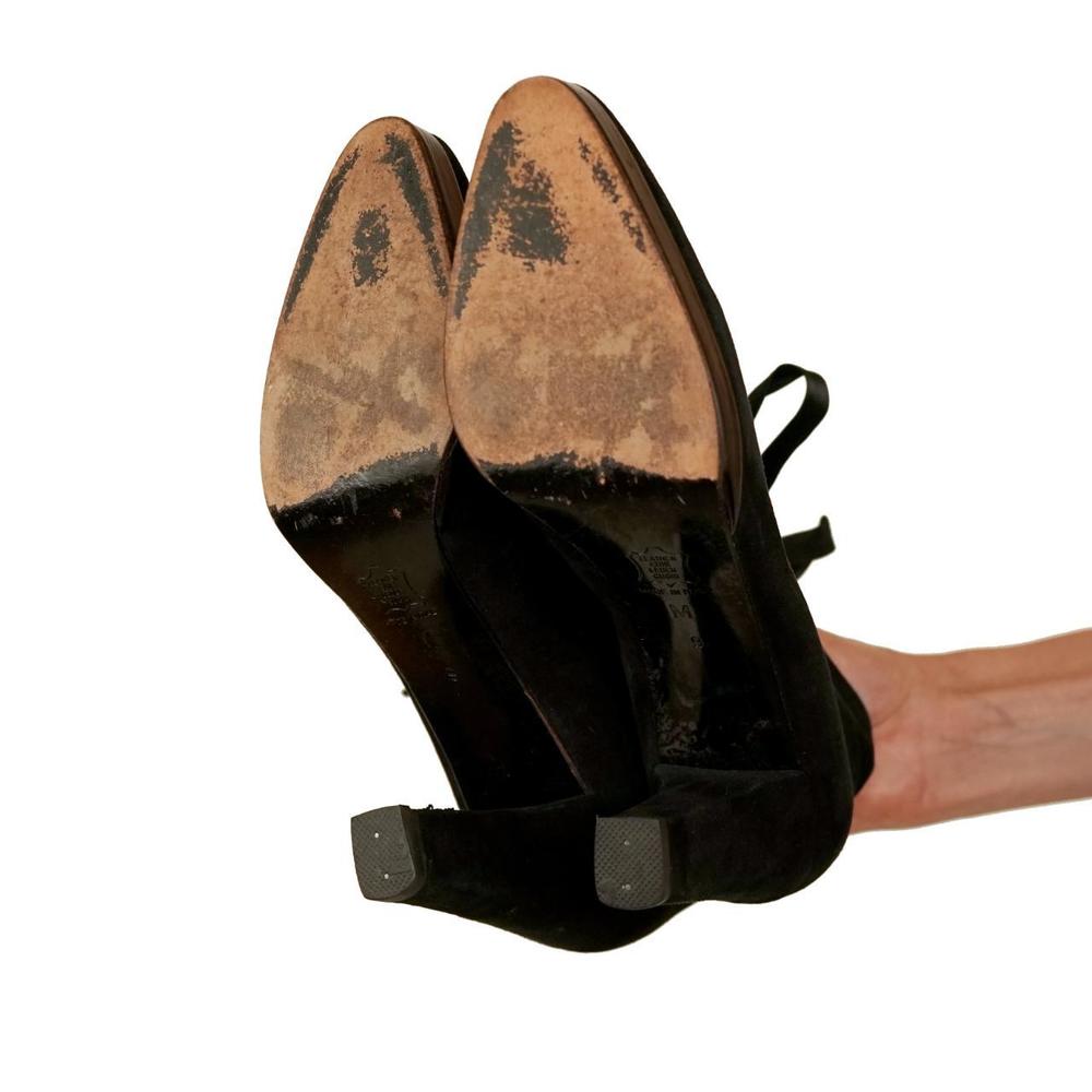Vintage 90s Yves Saint Laurent black suede lace up heels - Picture 6 of 9